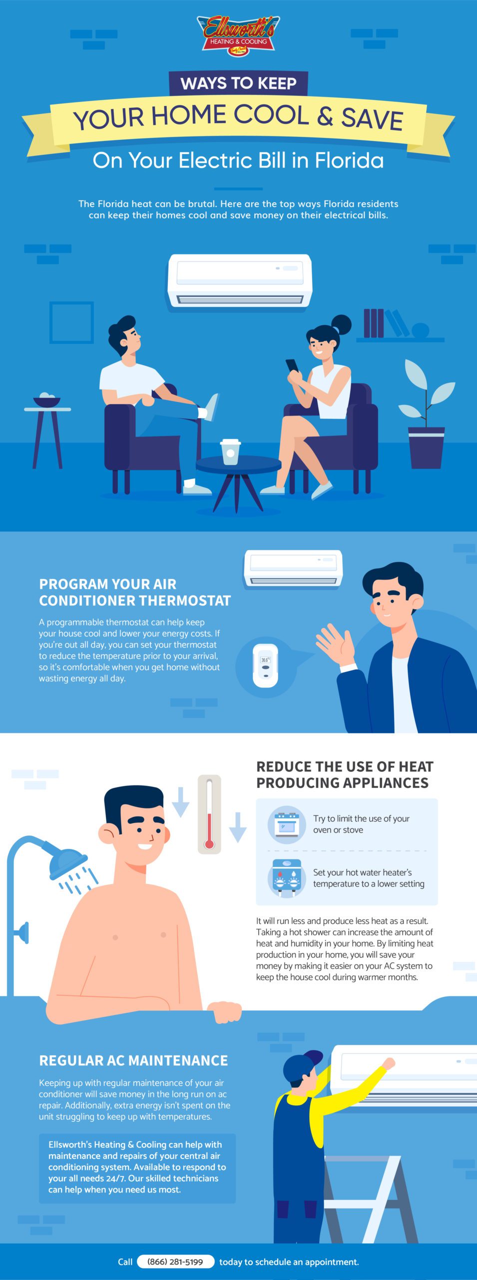 Ways To Stay Cool & Save on Electric Bill in FL Infographic